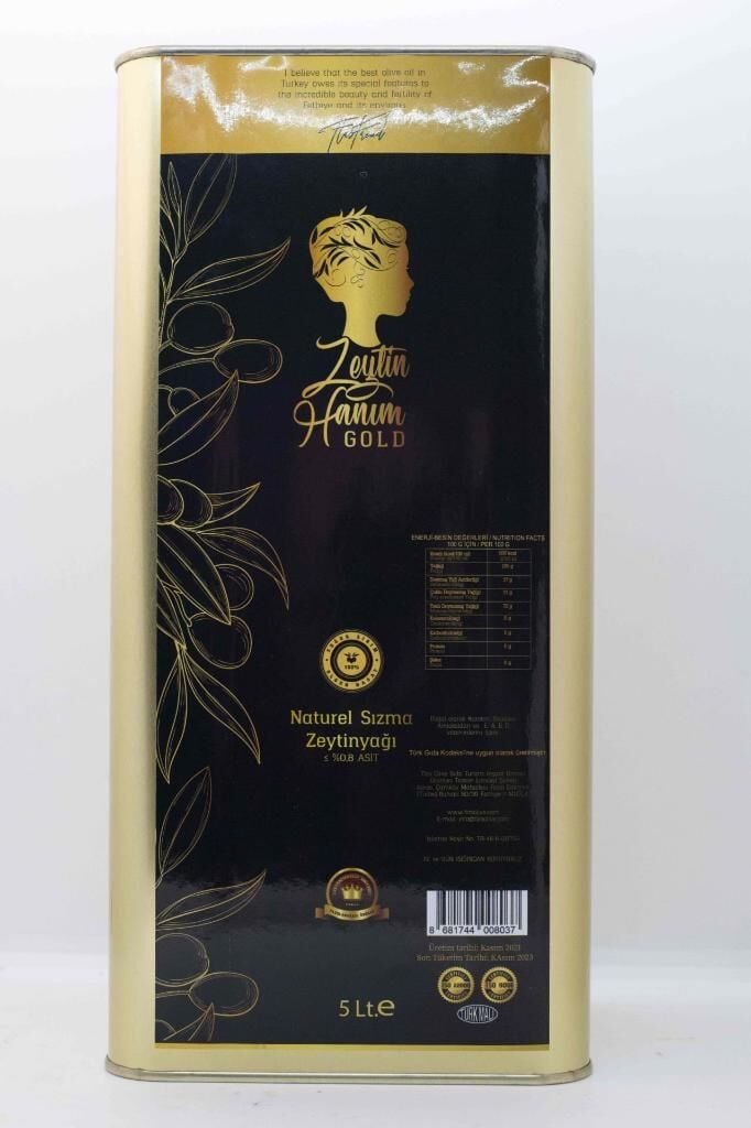 Zeytin Hanım Gold / Olgun Hasat / 5 lt Soğuk Sıkım Natürel Sızma Zeytinyağı  (<=0.8 Asit)