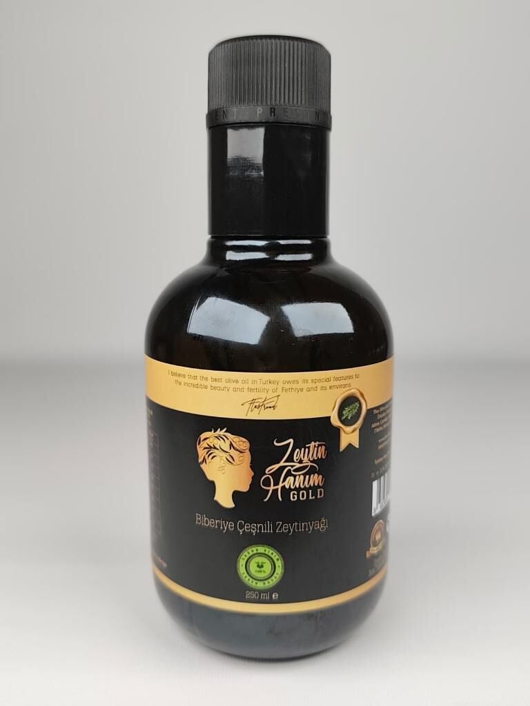 Zeytin Hanım Gold Biberiye Çeşnili Soğuk Sıkım Zeytinyağı 250 ml