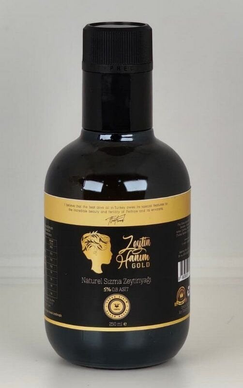 Zeytin Hanım Gold / Olgun Hasat / 250 ml Soğuk Sıkım Natürel Sızma Zeytinyağı  (<=0.8 Asit)