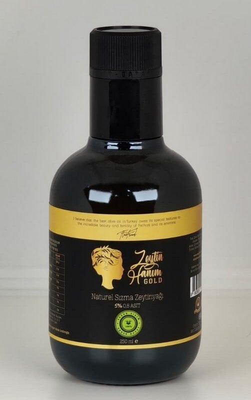 Zeytin Hanım Gold / Erken Hasat / 250 ml Soğuk Sıkım Natürel Sızma Zeytinyağı  (<=0.8 Asit)