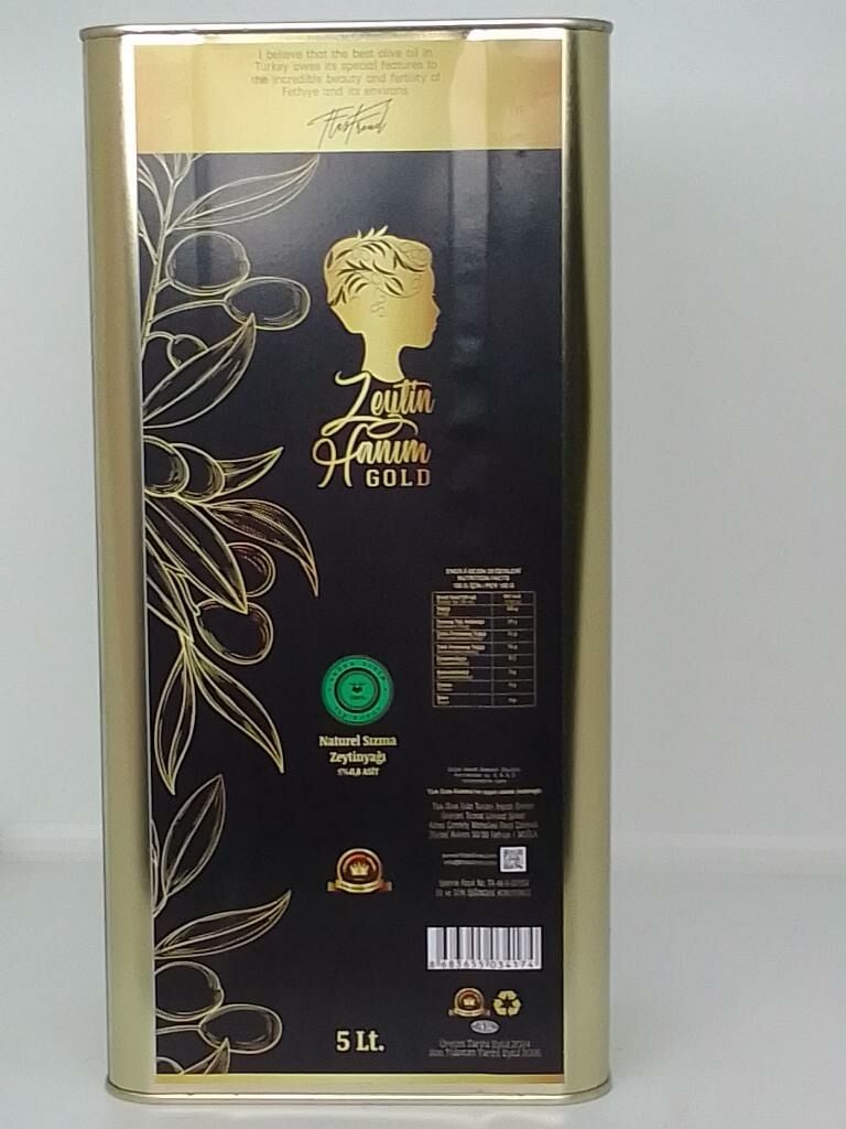 Zeytin Hanım Gold / İlk Hasat / 5 lt Soğuk Sıkım Natürel Sızma Zeytinyağı  (<=0.8 Asit)