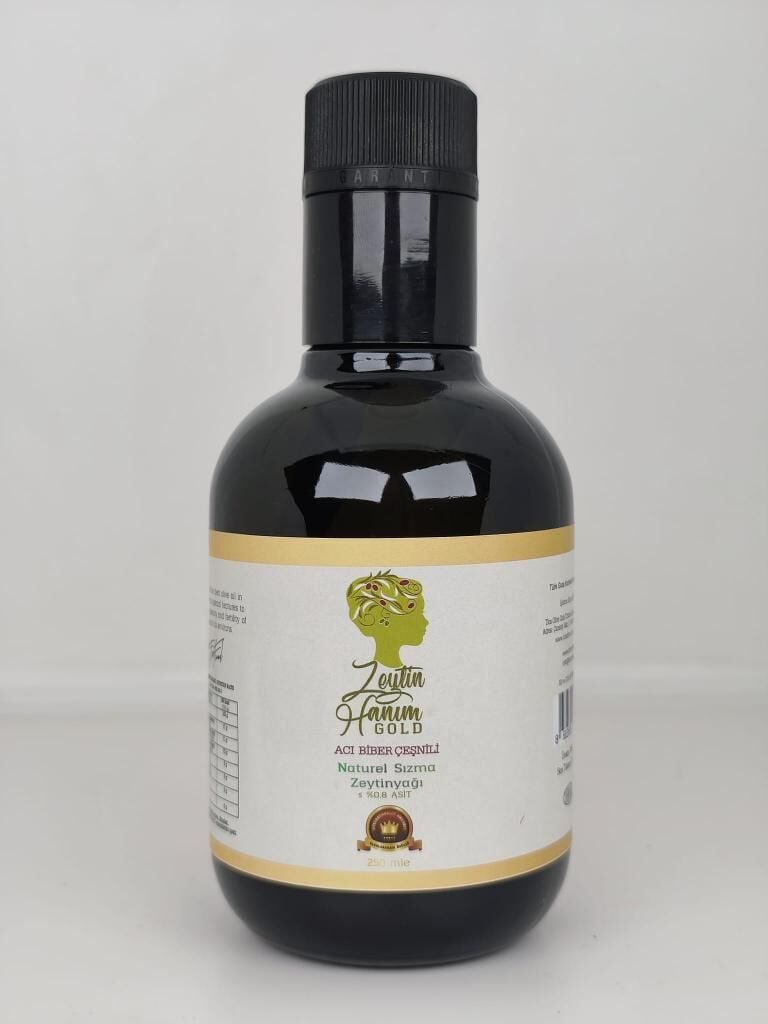 Zeytin Hanım Gold Acı Biber Çeşnili Soğuk Sıkım Natürel Sızma Zeytinyağı 250 ml