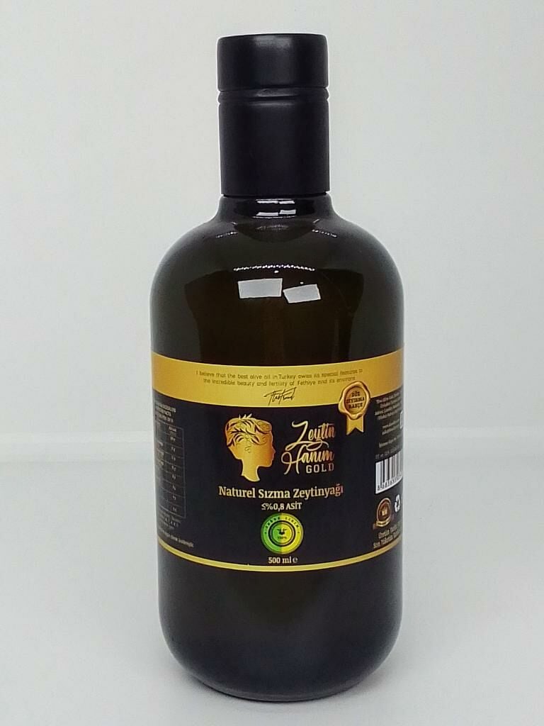 Zeytin Hanım Gold / Düz Sıyırma Bahçe / 500 ml Soğuk Sıkım Natürel Sızma Zeytinyağı  (<=0.8 Asit)