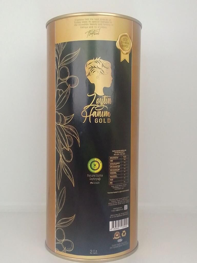 Zeytin Hanım Gold / Düz Sıyırma Bahçe / 2 lt Soğuk Sıkım Natürel Sızma Zeytinyağı  (<=0.8 Asit)