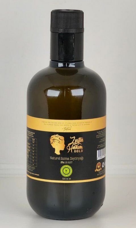 Zeytin Hanım Gold / Erken Hasat / 500 ml Soğuk Sıkım Natürel Sızma Zeytinyağı  (<=0.8 Asit)