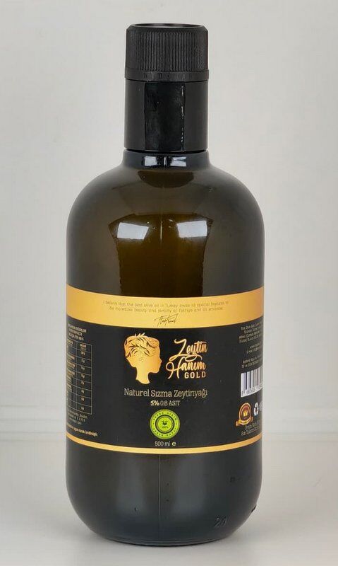 Zeytin Hanım Gold / Olgun Hasat / 500 ml Soğuk Sıkım Natürel Sızma Zeytinyağı  (<=0.8 Asit)