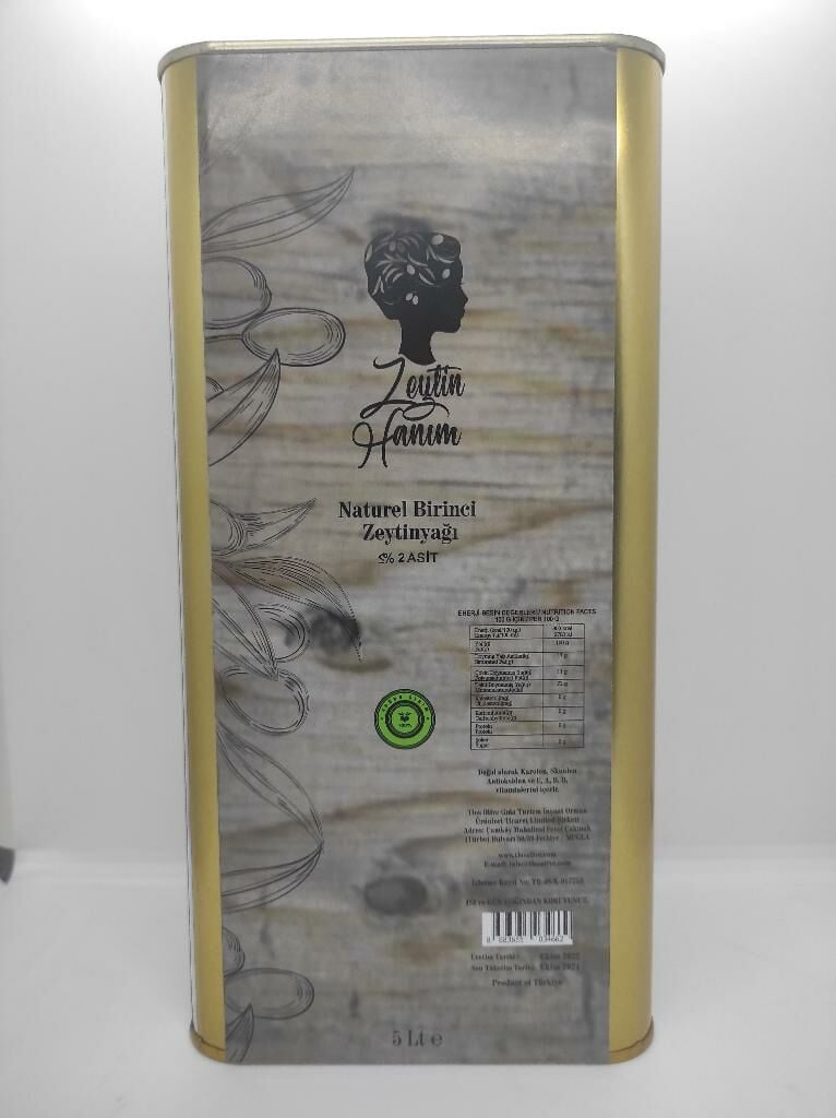Zeytin Hanım Natürel Birinci Zeytinyağı  (< = 2 Asit) -5lt