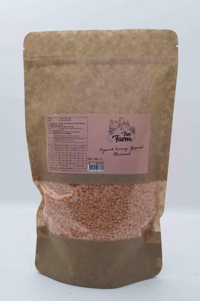 Tlos Farm Organik Kırmızı Yaprak Mercimek Net 500gr