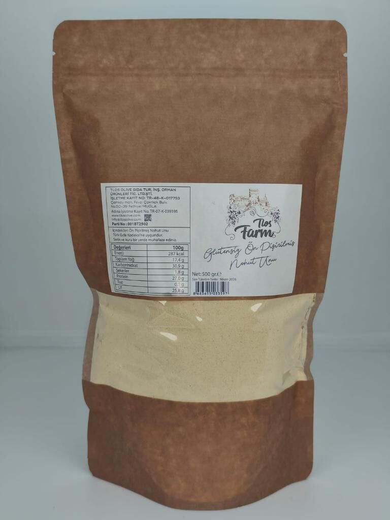 Tlos Farm Glutensiz Ön Pişirilmiş Nohut Unu 500 gr