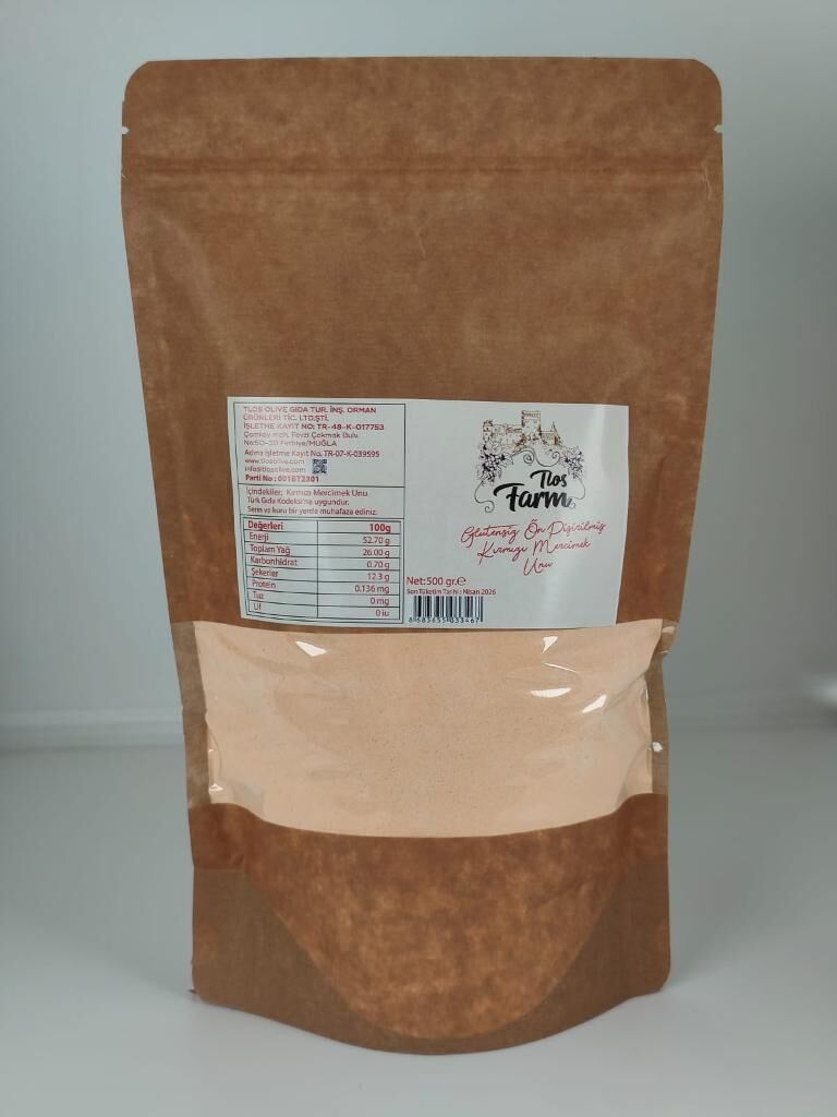 Tlos Farm Glutensiz Ön Pişirilmiş Kırmızı Mercimek Unu 500 gr