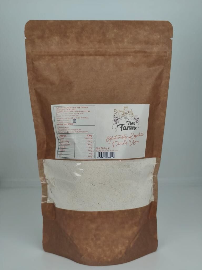 Tlos Farm Glutensiz Kepekli Pirinç Unu 500 gr