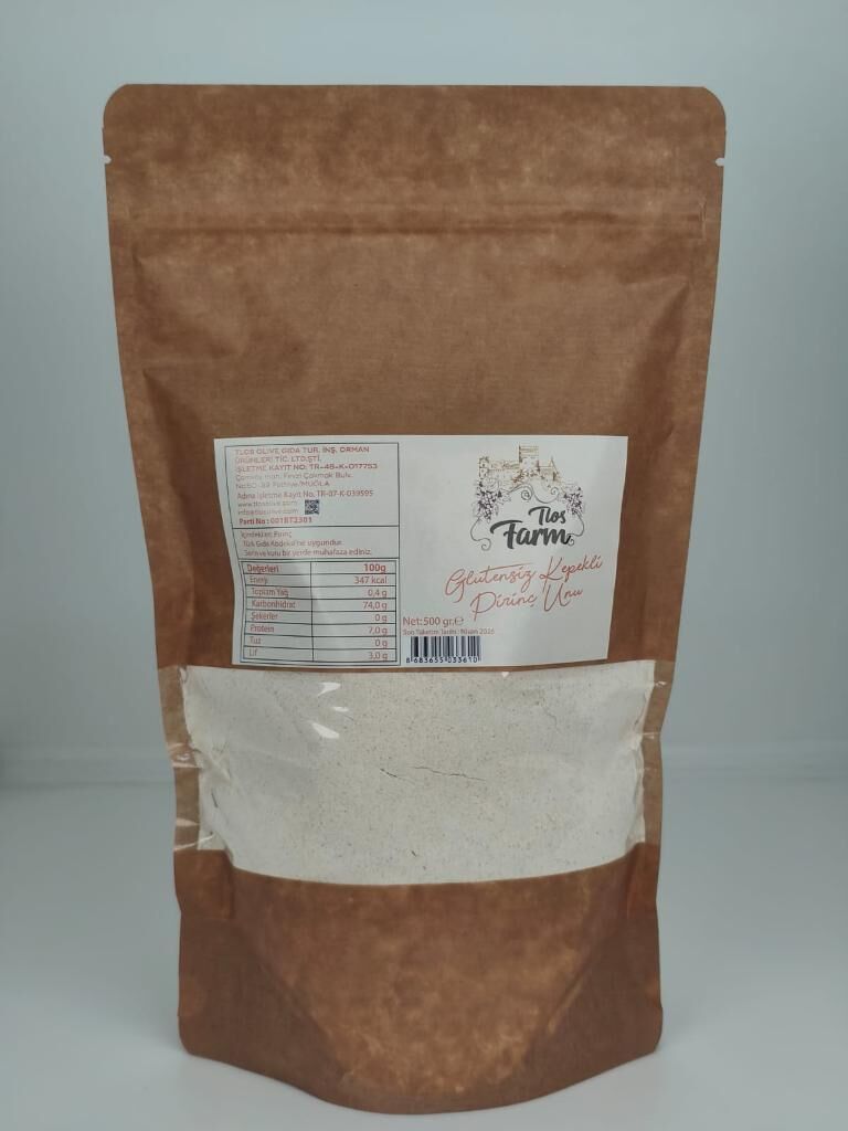 Tlos Farm Glutensiz Kepekli Pirinç Unu 500 gr