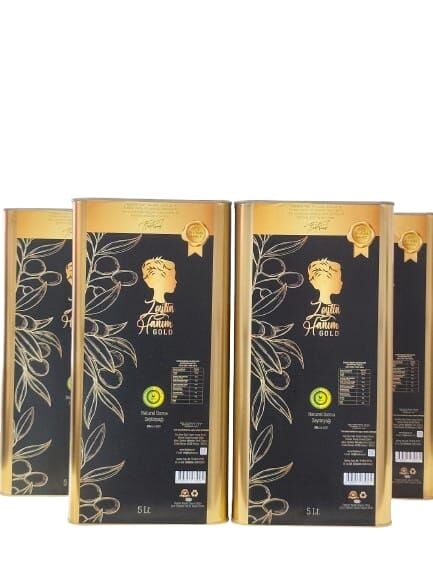 4'lü Zeytin Hanım Gold Düz Sıyırma Bahçe 5 lt Soğuk Sıkım Natürel Sızma Zeytinyağı (<=0.8 Asit)