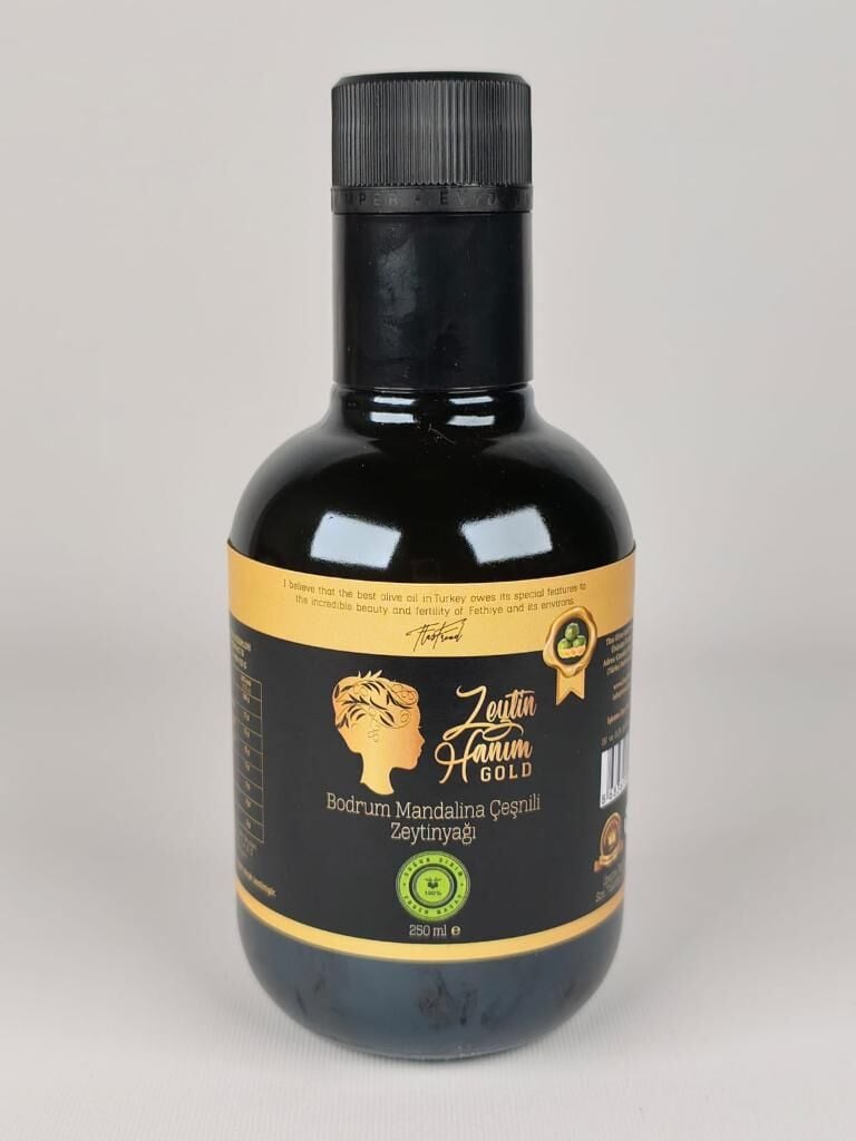 Zeytin Hanım Gold Bodrum Mandalina Çeşnili Soğuk Sıkım Zeytinyağı 250 ml