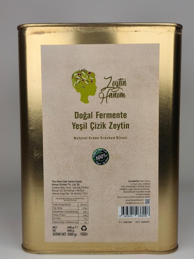 Zeytin Hanım Yeşil Çizik Zeytin - Gemlik - 3 kg