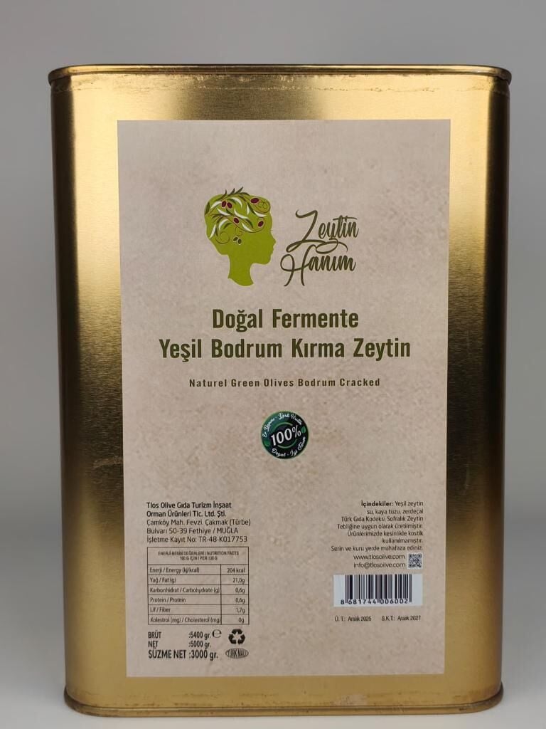 Zeytin Hanım Yeşil Bodrum Kırma Zeytin - Domat-3 kg
