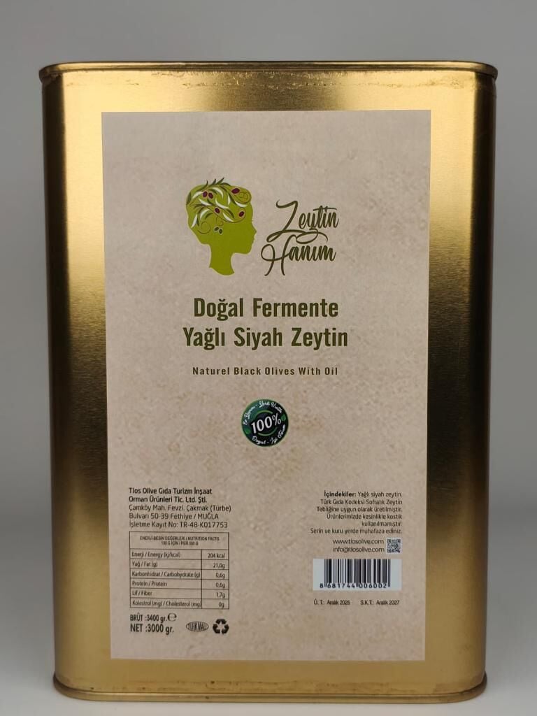 Zeytin Hanım Siyah Yağlı Zeytin - Gemlik-3 kg