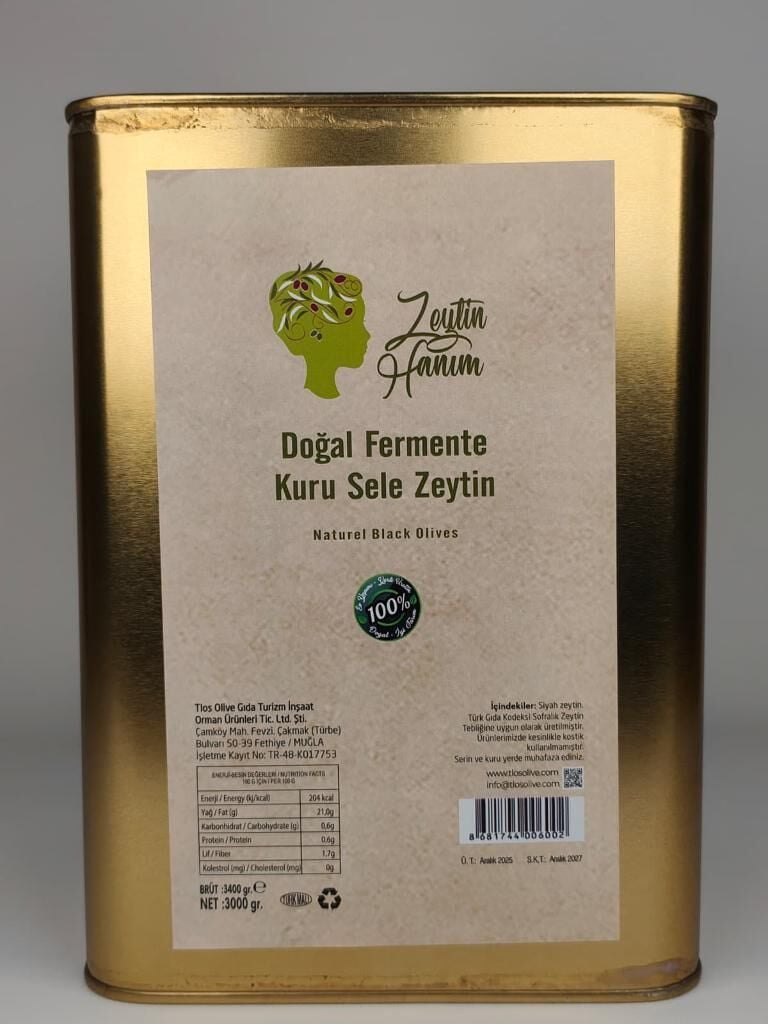 Zeytin Hanım Kuru Sele Zeytin - Gemlik-3 kg